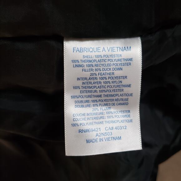 Reebok Down Puffer Jacket Mens M Tan Black Hooded Warm Functional Hiking 44x31 - Picture 8 of 11